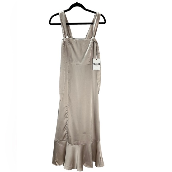 Show Me Your Mumu Claire Midi Dress Show Me The Ring Luxe Satin Small NEW NWT - Picture 5 of 6